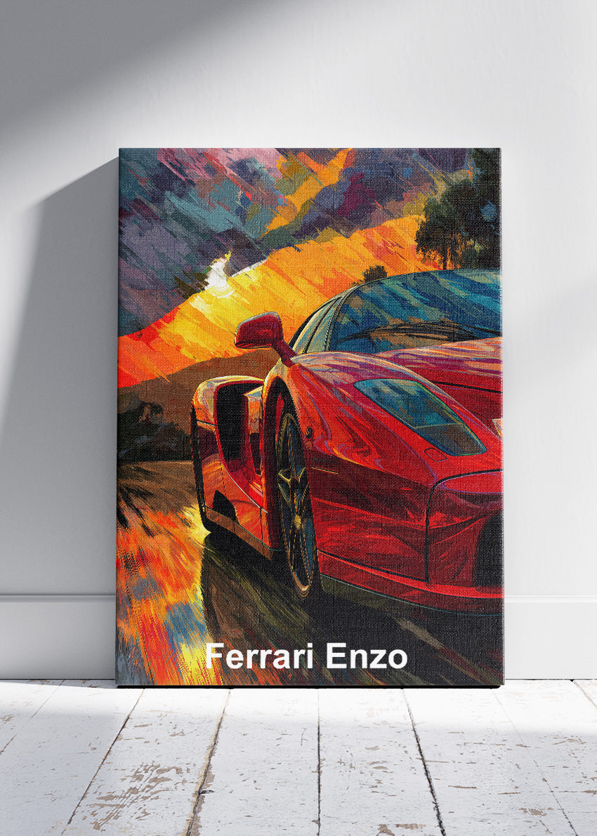 Ferrari Enzo Sunset Drive Art Poster & Canvas Print – Iconic Italian Supercar Wall Art