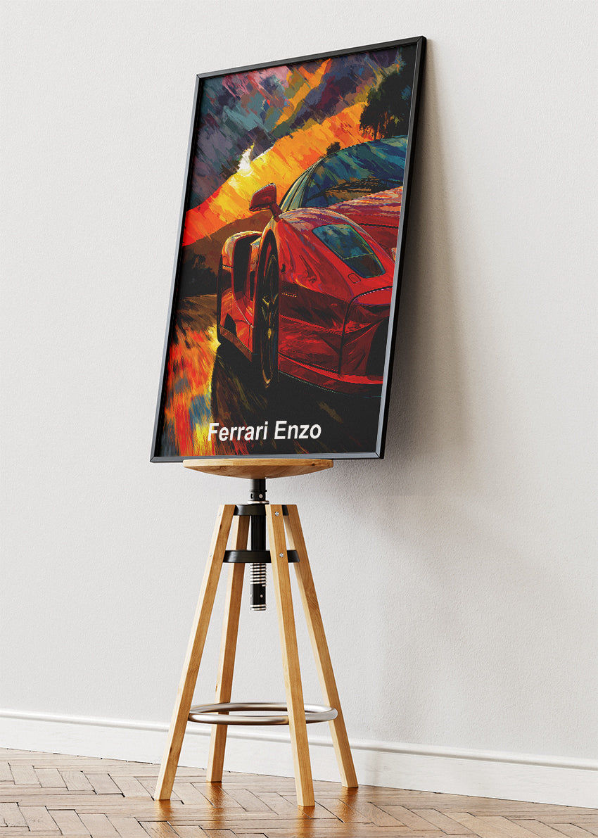 Ferrari Enzo Sunset Drive Art Poster & Canvas Print – Iconic Italian Supercar Wall Art