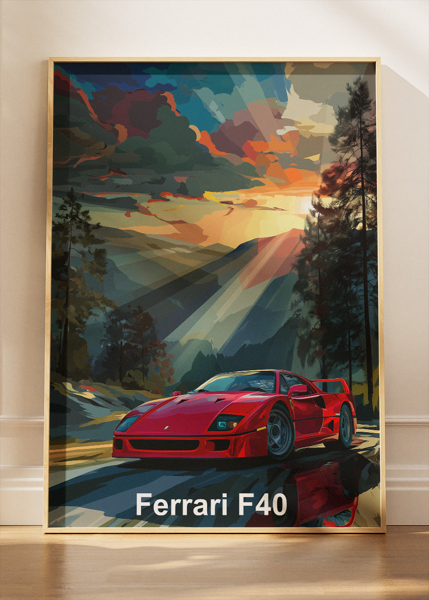 Ferrari F40 Art Poster & Canvas Print – Classic Supercar Wall Art