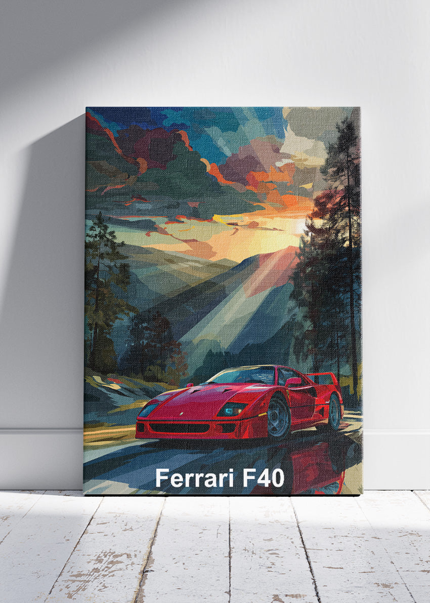 Ferrari F40 Art Poster & Canvas Print – Classic Supercar Wall Art