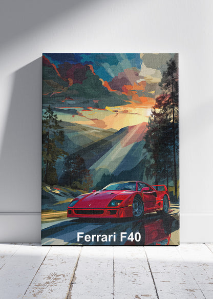 Ferrari F40 Art Poster & Canvas Print – Classic Supercar Wall Art