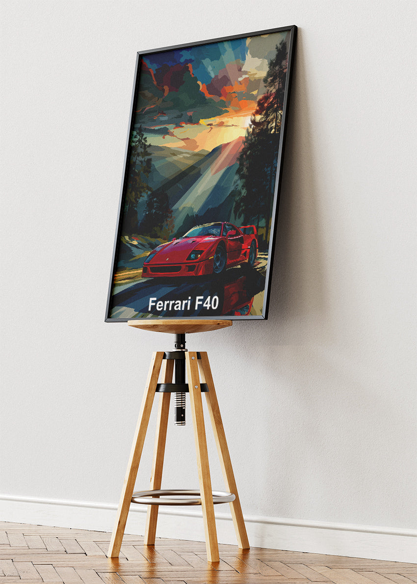 Ferrari F40 Art Poster & Canvas Print – Classic Supercar Wall Art