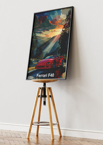 Ferrari F40 Art Poster & Canvas Print – Classic Supercar Wall Art