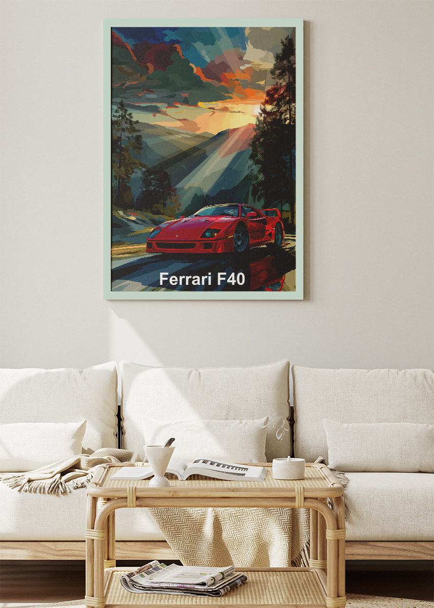 Ferrari F40 Art Poster & Canvas Print – Classic Supercar Wall Art