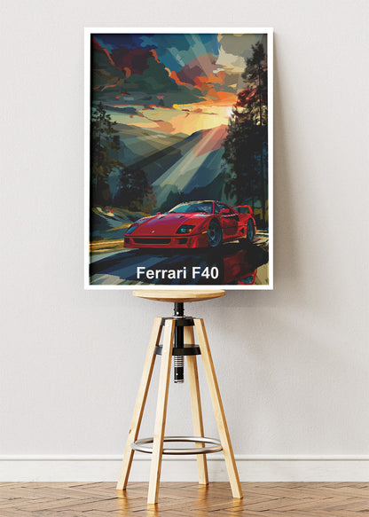 Ferrari F40 Art Poster & Canvas Print – Classic Supercar Wall Art