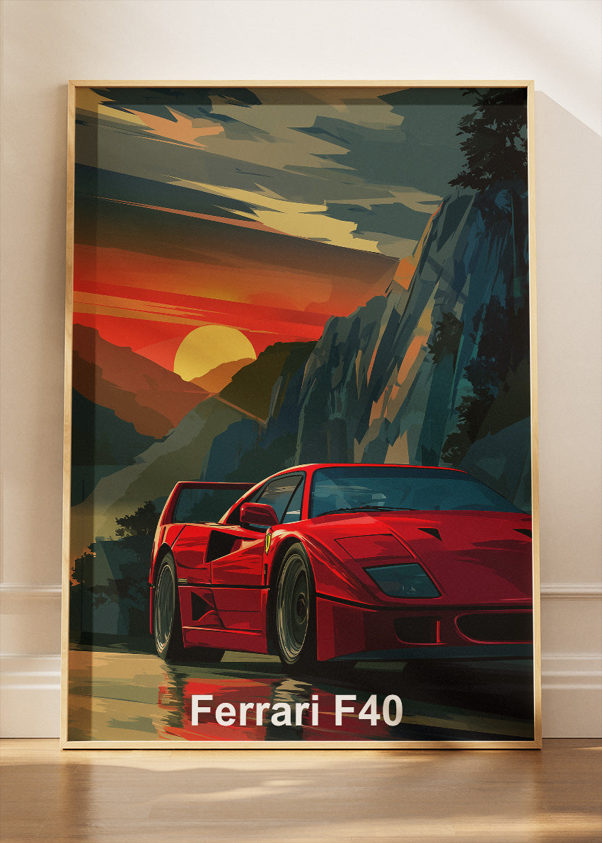 Ferrari F40 Art Poster & Canvas Print – Iconic Supercar Wall Art