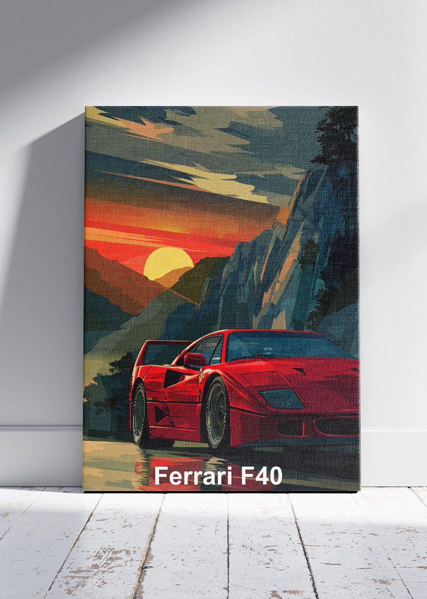 Ferrari F40 Art Poster & Canvas Print – Iconic Supercar Wall Art