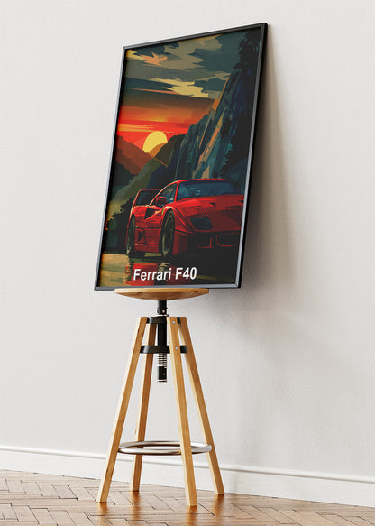 Ferrari F40 Art Poster & Canvas Print – Iconic Supercar Wall Art