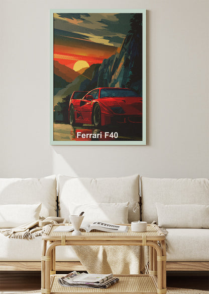 Ferrari F40 Art Poster & Canvas Print – Iconic Supercar Wall Art
