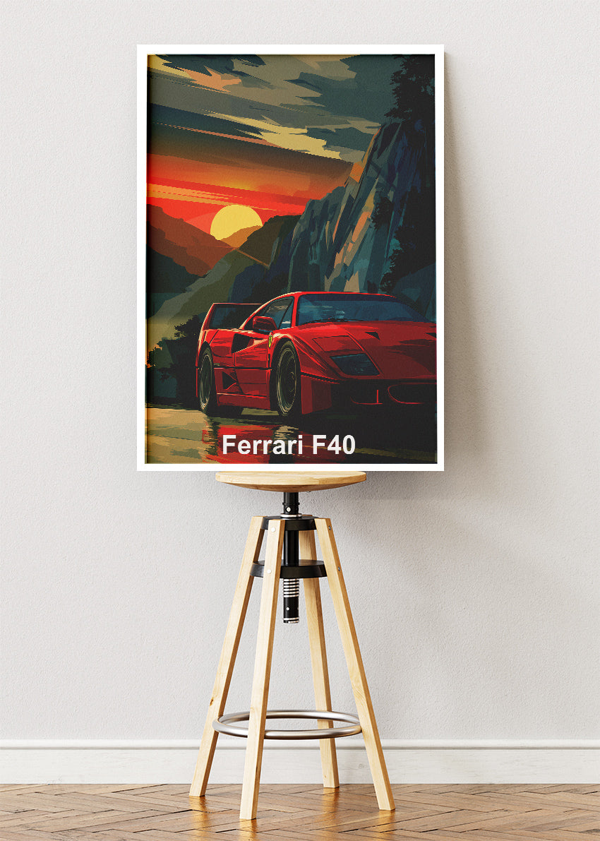 Ferrari F40 Art Poster & Canvas Print – Iconic Supercar Wall Art