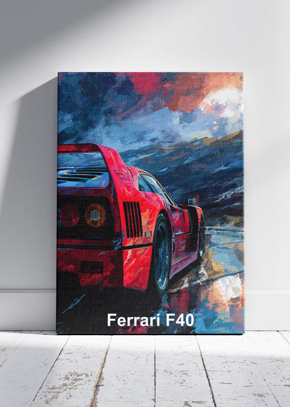 Ferrari F40 Motion Art Poster & Canvas Print – Legendary Supercar Wall Art