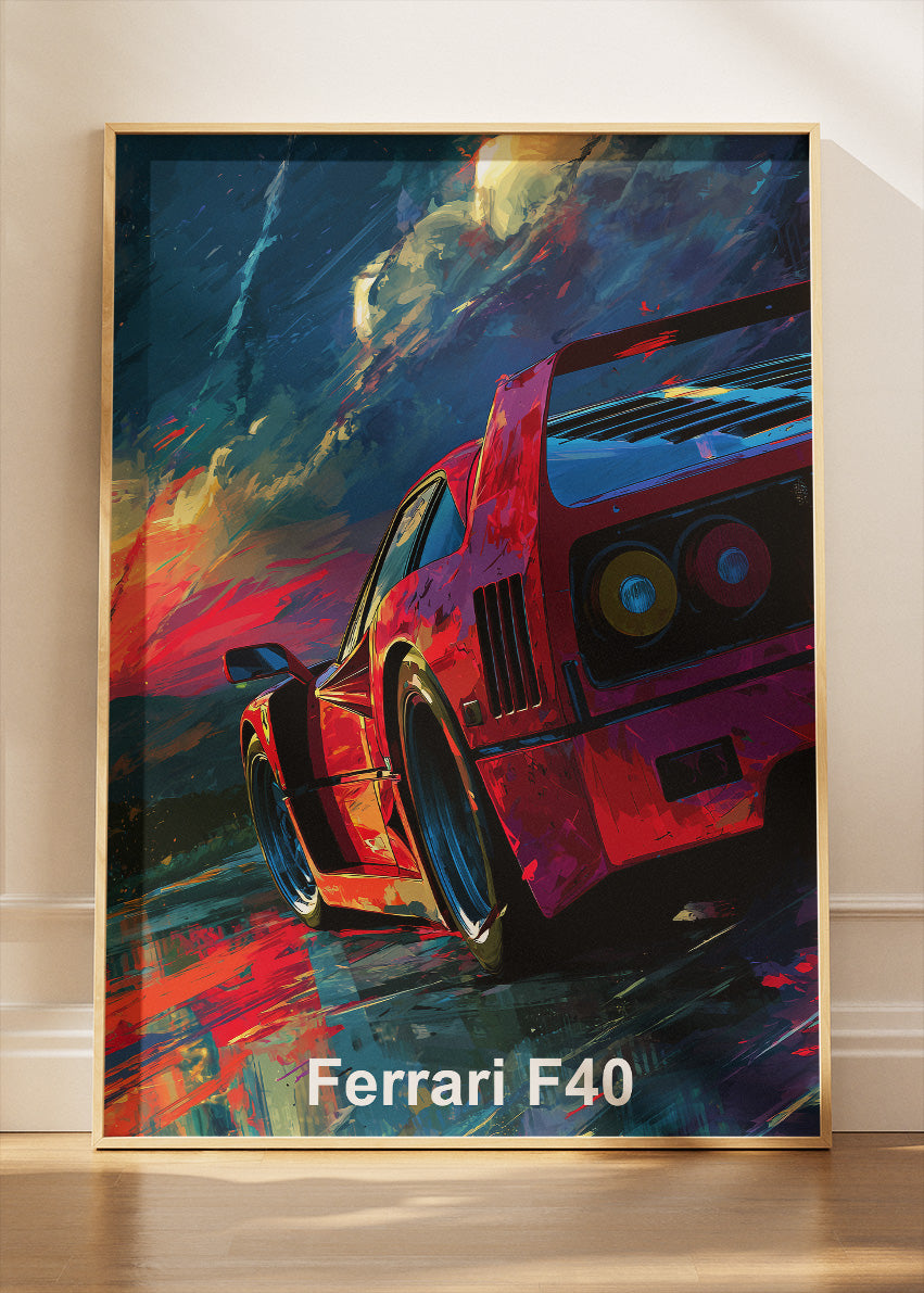 Ferrari F40 Supercar Art Poster & Canvas Print – Iconic Performance Wall Art