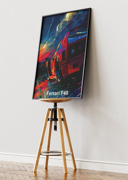 Ferrari F40 Supercar Art Poster & Canvas Print – Iconic Performance Wall Art