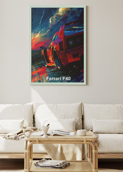 Ferrari F40 Supercar Art Poster & Canvas Print – Iconic Performance Wall Art