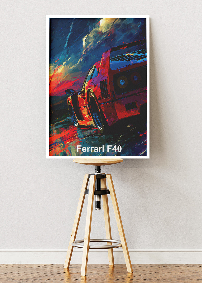 Ferrari F40 Supercar Art Poster & Canvas Print – Iconic Performance Wall Art
