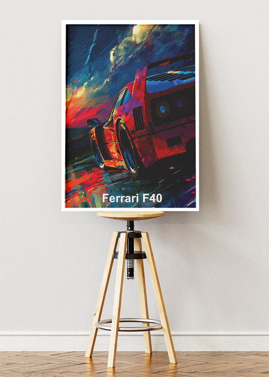 Ferrari F40 Supercar Art Poster & Canvas Print – Iconic Performance Wall Art