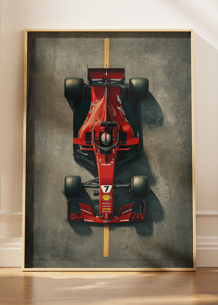 Ferrari Formula 1 Minimal Poster Canvas Print – Top View F1 Car Wall Art – AI PRINT LAB