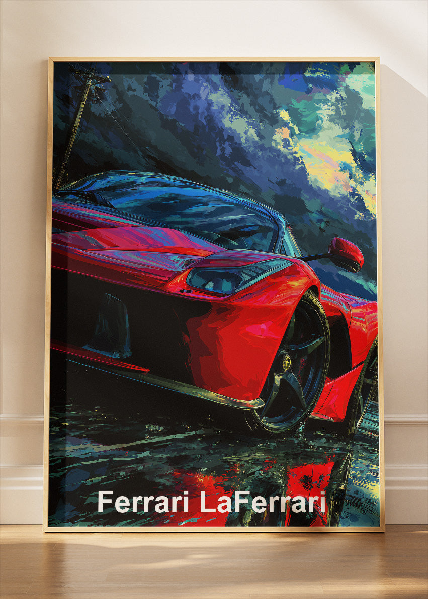 Ferrari LaFerrari Art Poster & Canvas Print – Dark Cinematic Hypercar Wall Art