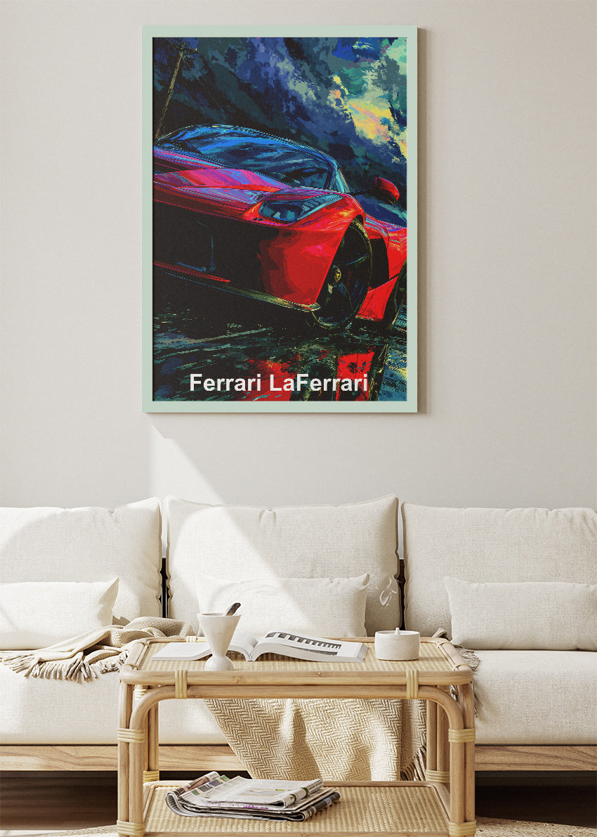 Ferrari LaFerrari Art Poster & Canvas Print – Dark Cinematic Hypercar Wall Art