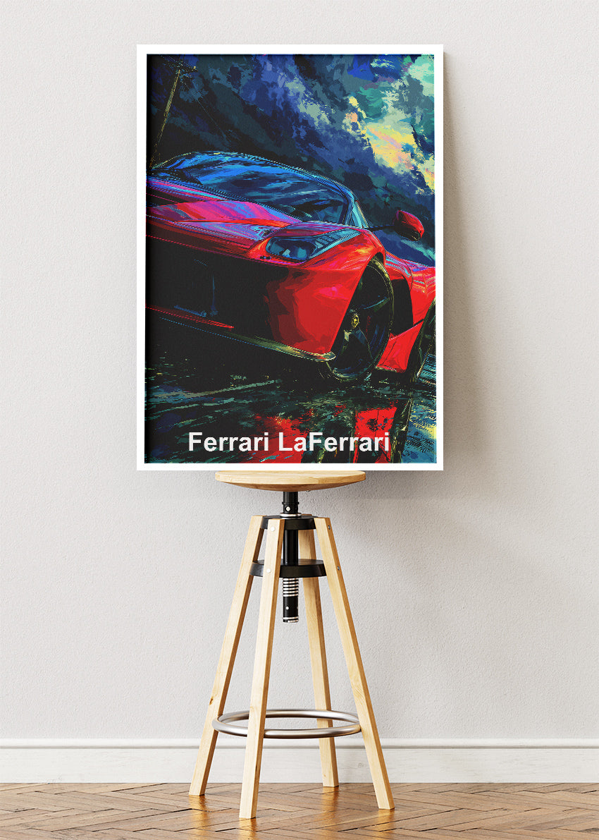 Ferrari LaFerrari Art Poster & Canvas Print – Dark Cinematic Hypercar Wall Art