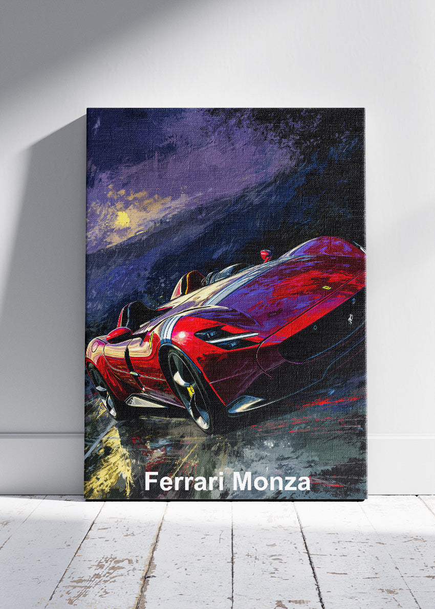 Ferrari Monza Art Poster & Canvas Print – Dark Cinematic Speedster Wall Art