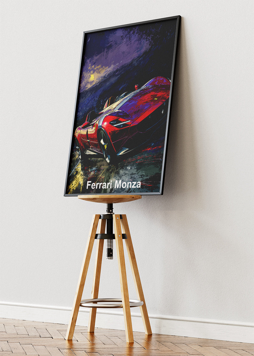 Ferrari Monza Art Poster & Canvas Print – Dark Cinematic Speedster Wall Art