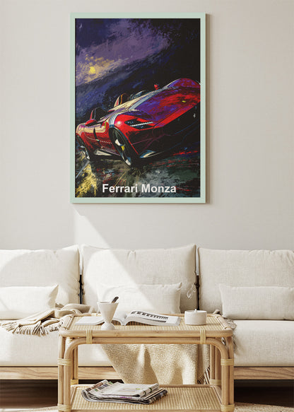 Ferrari Monza Art Poster & Canvas Print – Dark Cinematic Speedster Wall Art