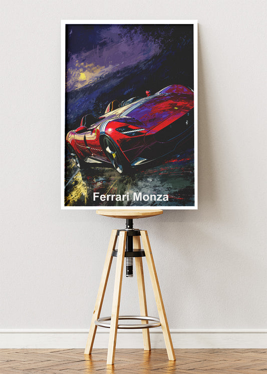 Ferrari Monza Art Poster & Canvas Print – Dark Cinematic Speedster Wall Art