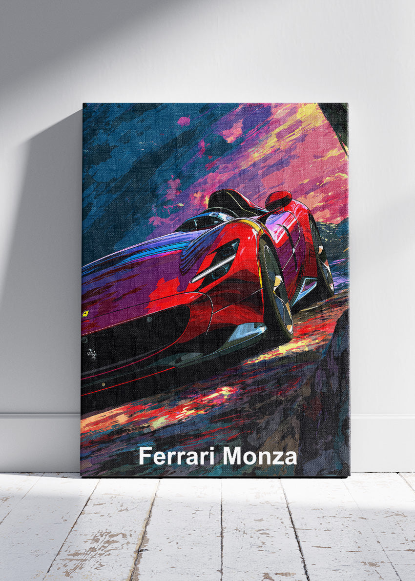 Ferrari Monza Art Poster & Canvas Print – Neon Speed Supercar Wall Art