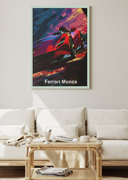 Ferrari Monza Art Poster & Canvas Print – Neon Speed Supercar Wall Art