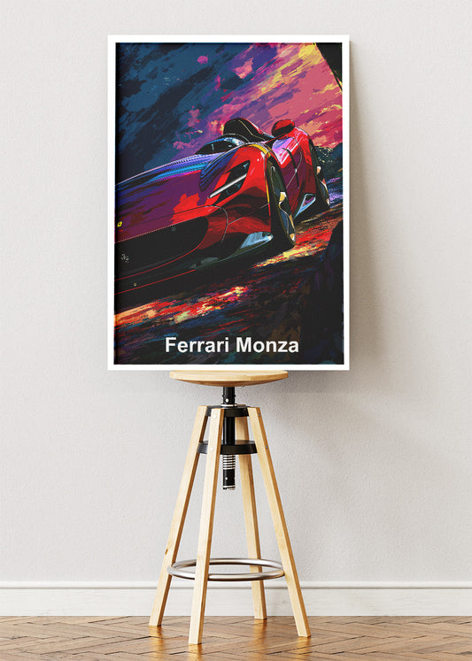 Ferrari Monza Art Poster & Canvas Print – Neon Speed Supercar Wall Art