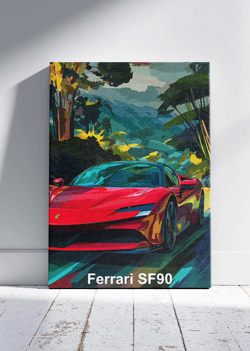 Ferrari SF90 Stradale Art Poster & Canvas Print – Exotic Hybrid Supercar Wall Art