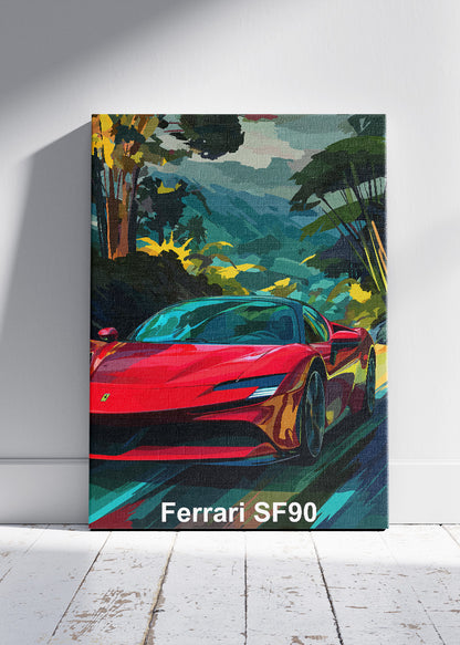Ferrari SF90 Stradale Art Poster & Canvas Print – Exotic Hybrid Supercar Wall Art