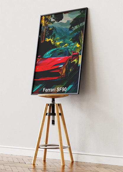 Ferrari SF90 Stradale Art Poster & Canvas Print – Exotic Hybrid Supercar Wall Art