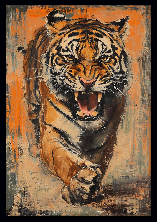 Fierce Roaring Tiger Canvas Print & Poster – T599 – AiPrintLab