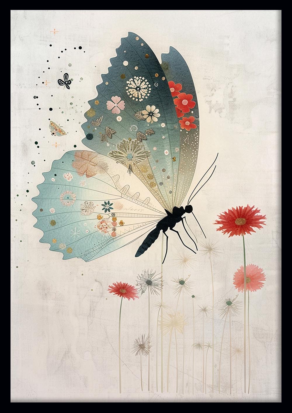 Floral Butterfly Elegance – Soft Botanical Canvas & Poster Wall Art – T1226 – AiPrintLab