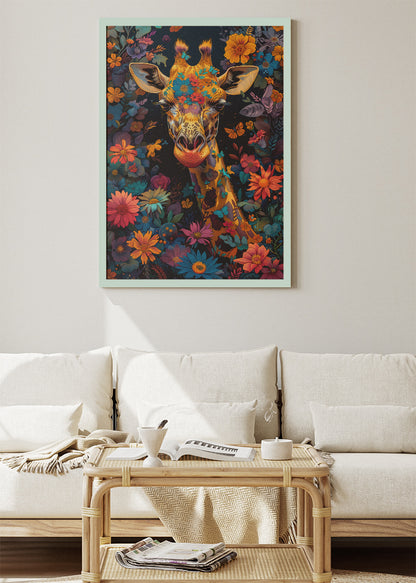 Floral Giraffe Canvas Print & Poster – Elegant Wildlife Wall Art