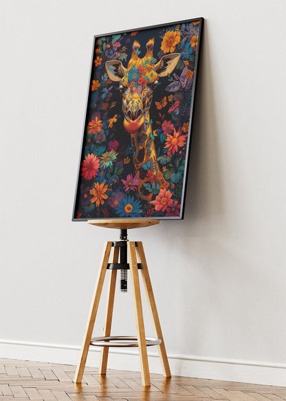 Floral Giraffe Canvas Print & Poster – Elegant Wildlife Wall Art