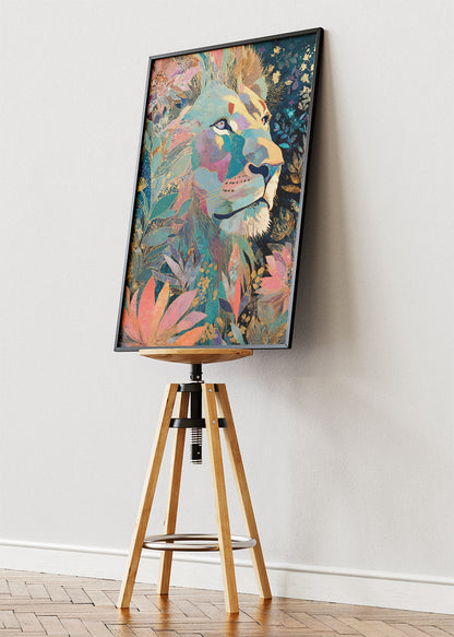 Floral Lion Canvas Print & Poster – Colorful Wildlife Wall Art