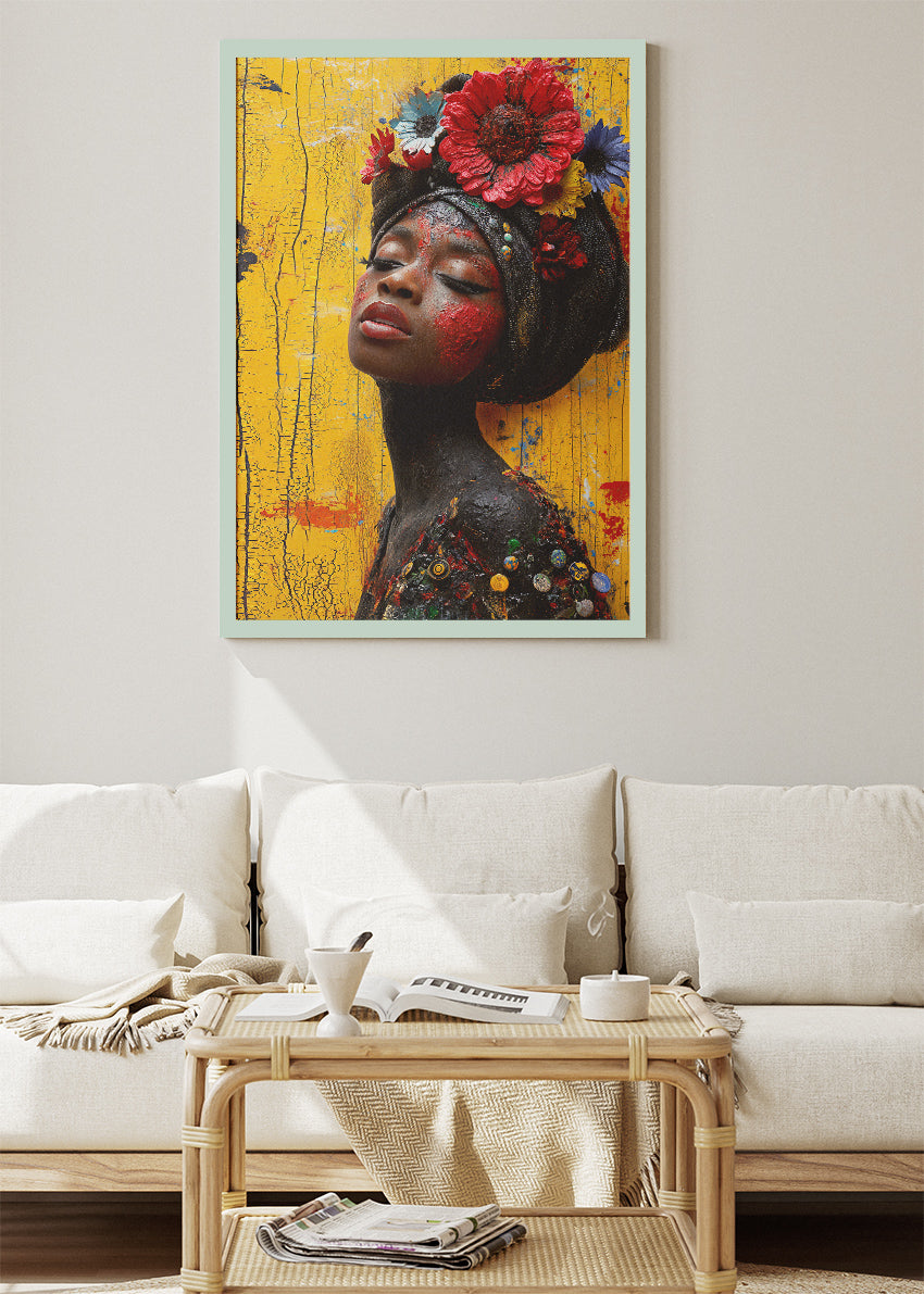Floral Muse Portrait Canvas & Poster Print – AI PRINT LAB