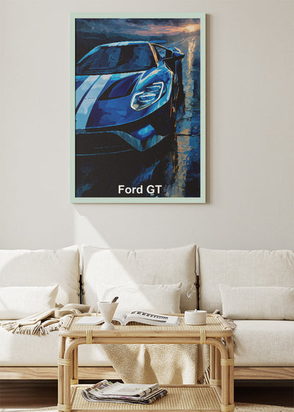 Ford GT Supercar Art Poster & Canvas Print – Modern Performance Car Wall Art