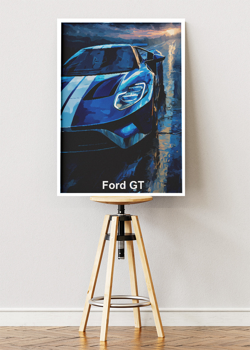 Ford GT Supercar Art Poster & Canvas Print – Modern Performance Car Wall Art