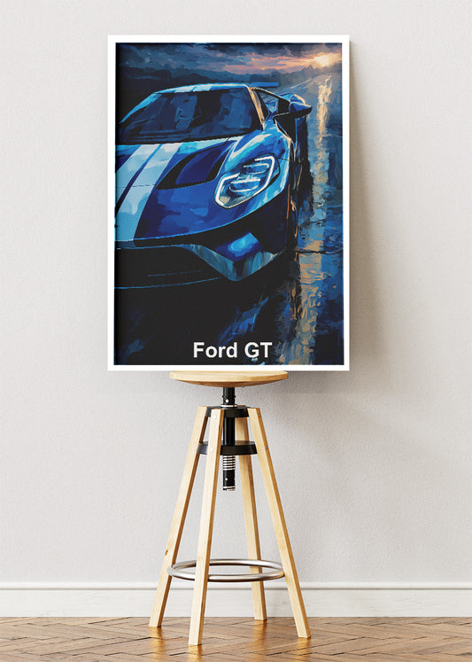 Ford GT Supercar Art Poster & Canvas Print – Modern Performance Car Wall Art
