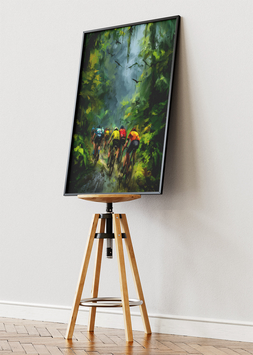 Forest Peloton Cycling Art Print & Canvas – Lush Green Endurance Road Cycling Wall Art