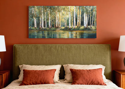 Forest Reflection Landscape Canvas Wall Art – Panoramic Nature Print – AI PRINT LAB