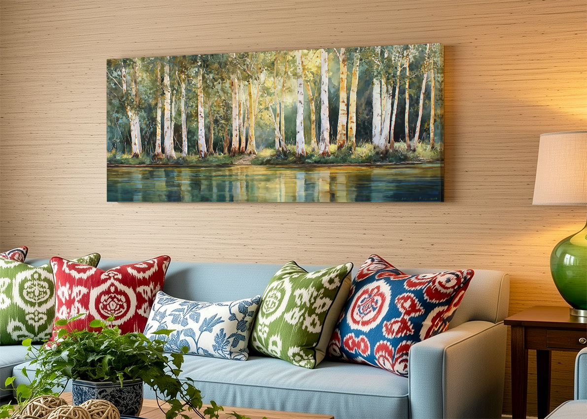Forest Reflection Landscape Canvas Wall Art – Panoramic Nature Print – AI PRINT LAB