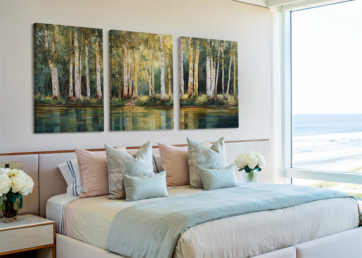Forest Reflection Landscape Canvas Wall Art – Panoramic Nature Print – AI PRINT LAB