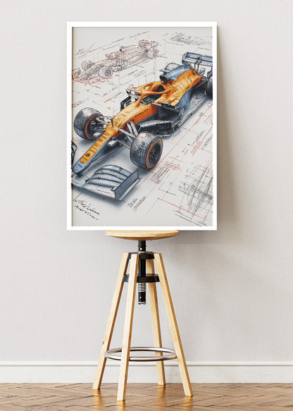 Formula 1 Blueprint Style Racing Car Poster Canvas & Print – AI PRINT LAB