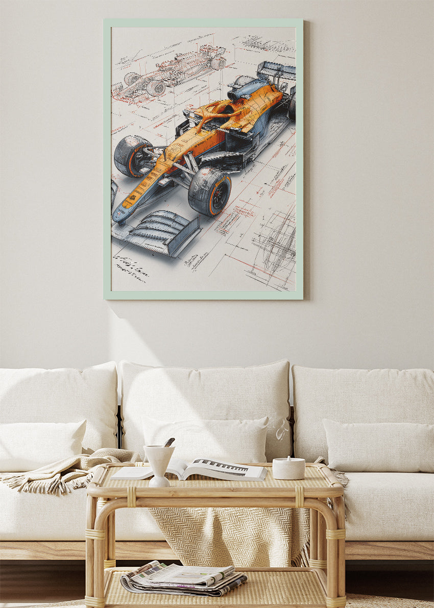Formula 1 Blueprint Style Racing Car Poster Canvas & Print – AI PRINT LAB