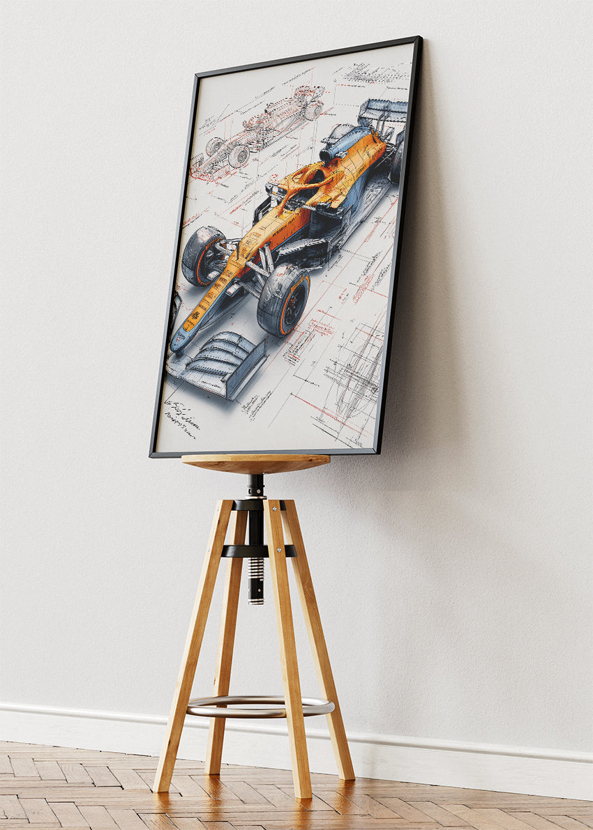 Formula 1 Blueprint Style Racing Car Poster Canvas & Print – AI PRINT LAB